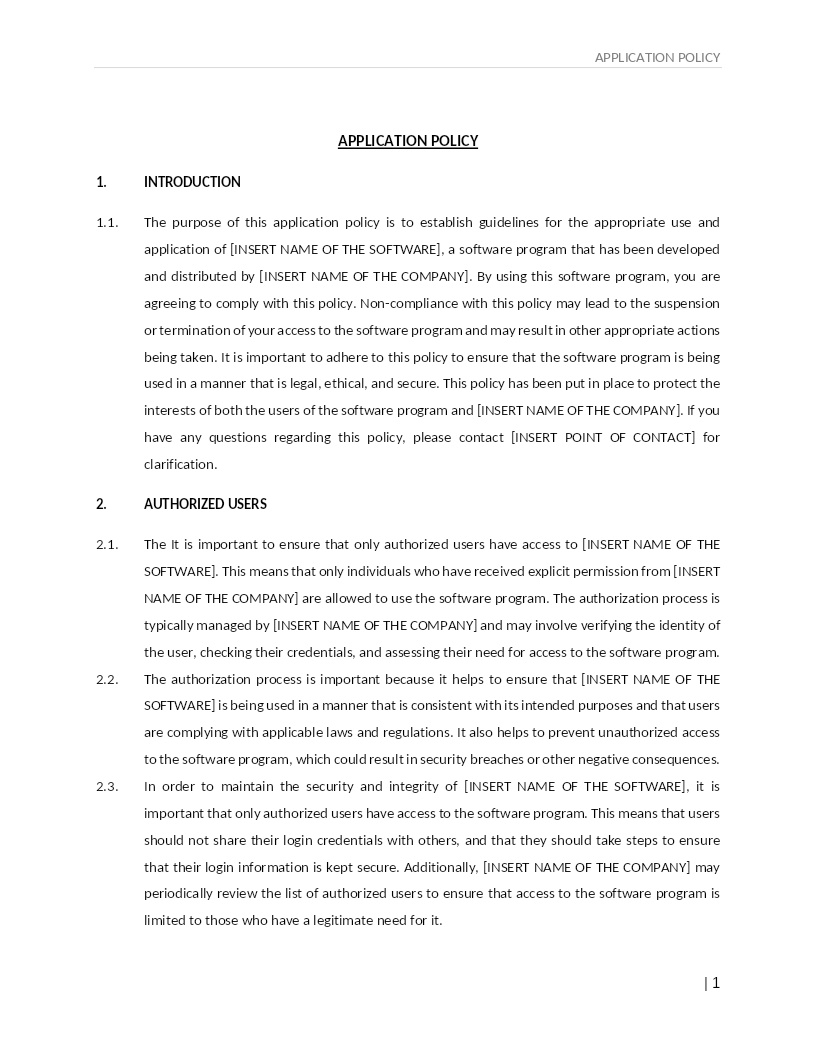 APPLICATION POLICY