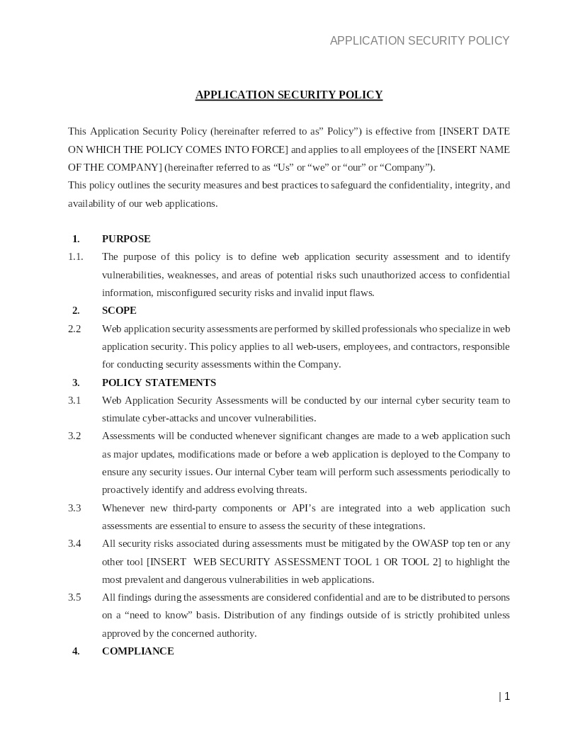 APPLICATION SECURITY POLICY