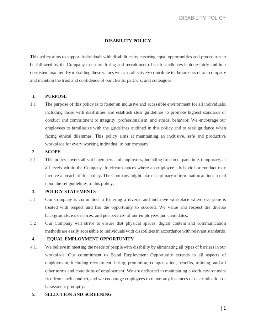 DISABILITY POLICY