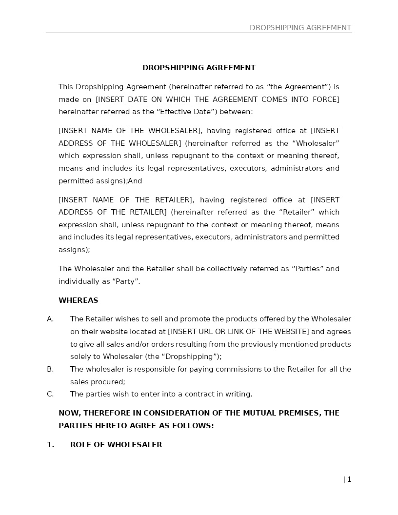 DROP SHIPPING AGREEMENT