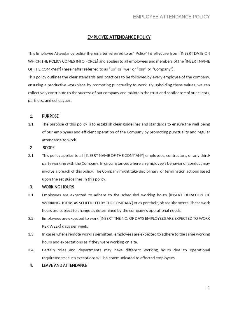 EMPLOYEE ATTENDANCE POLICY