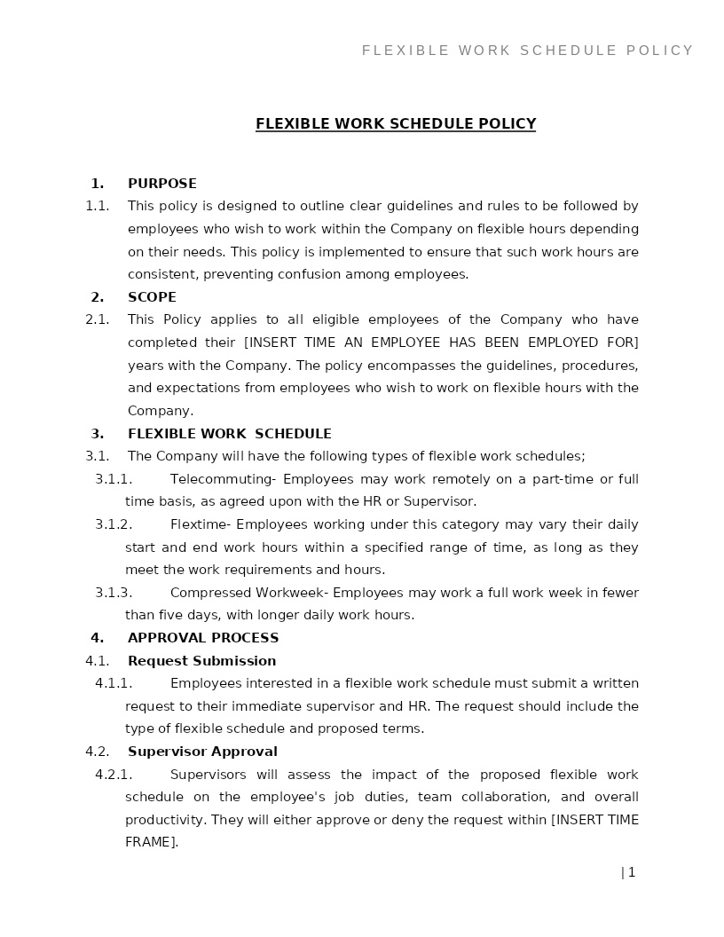 FLEXIBLE WORK SCHEDULE POLICY