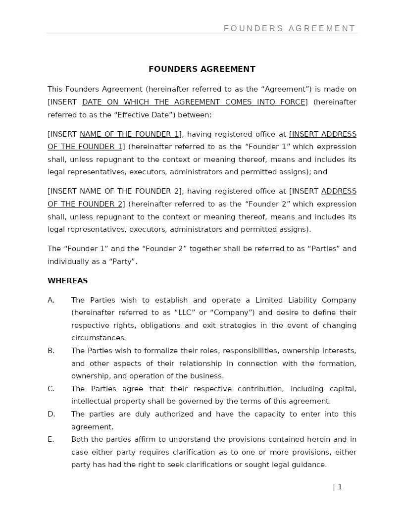 FOUNDERS AGREEMENT