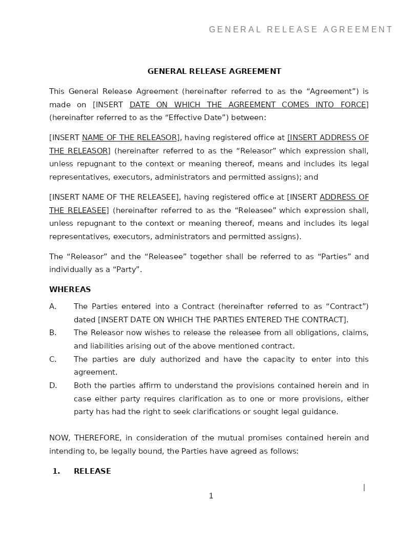 GENERAL RELEASE AGREEMENT