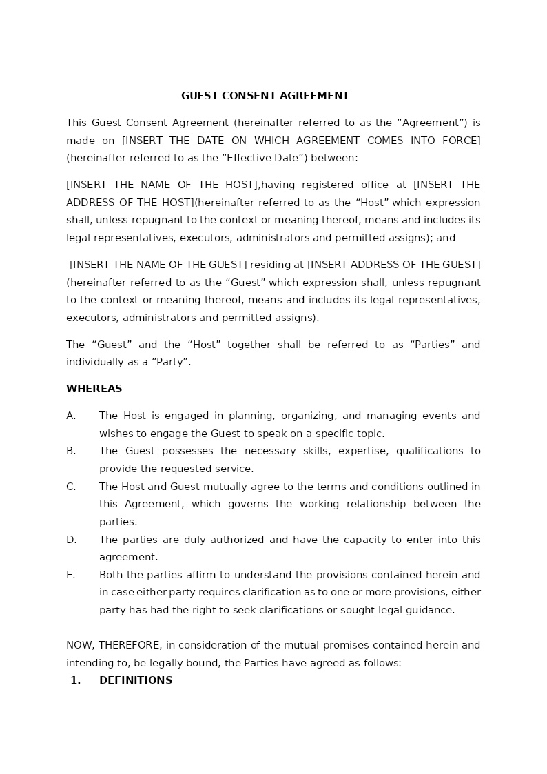 GUEST CONSENT AGREEMENT