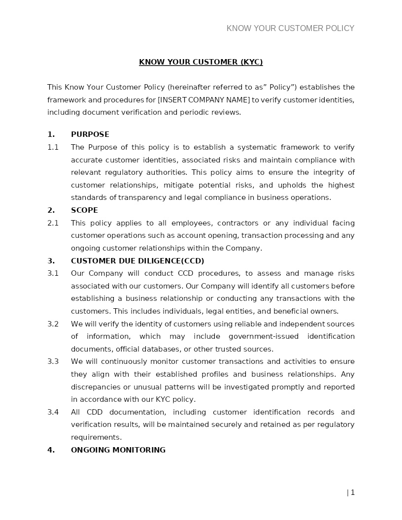 KNOW YOUR CUSTOMER (KYC)