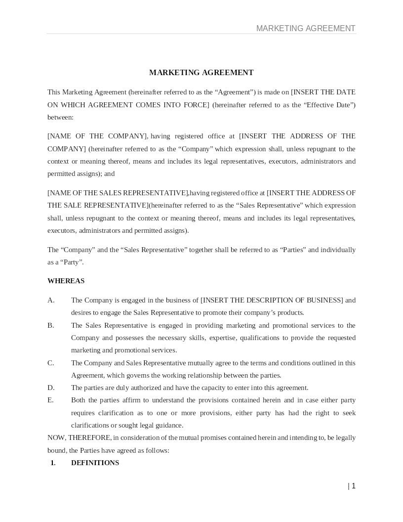 MARKET AGREEMENT