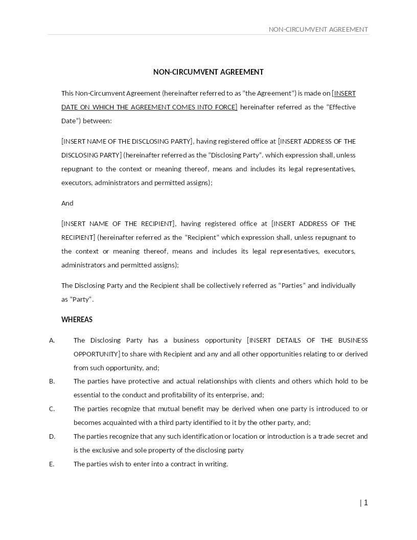 NON-CIRCUMVENT AGREEMENT
