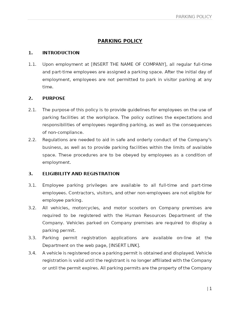 PARKING POLICY
