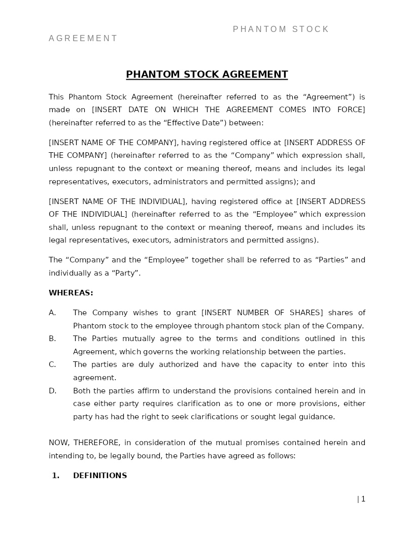 PHANTOM STOCK AGREEMENT