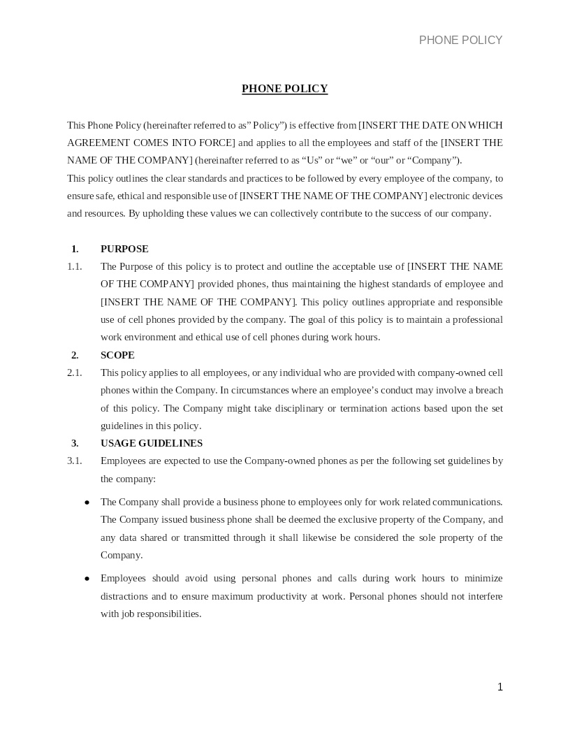 PHONE POLICY