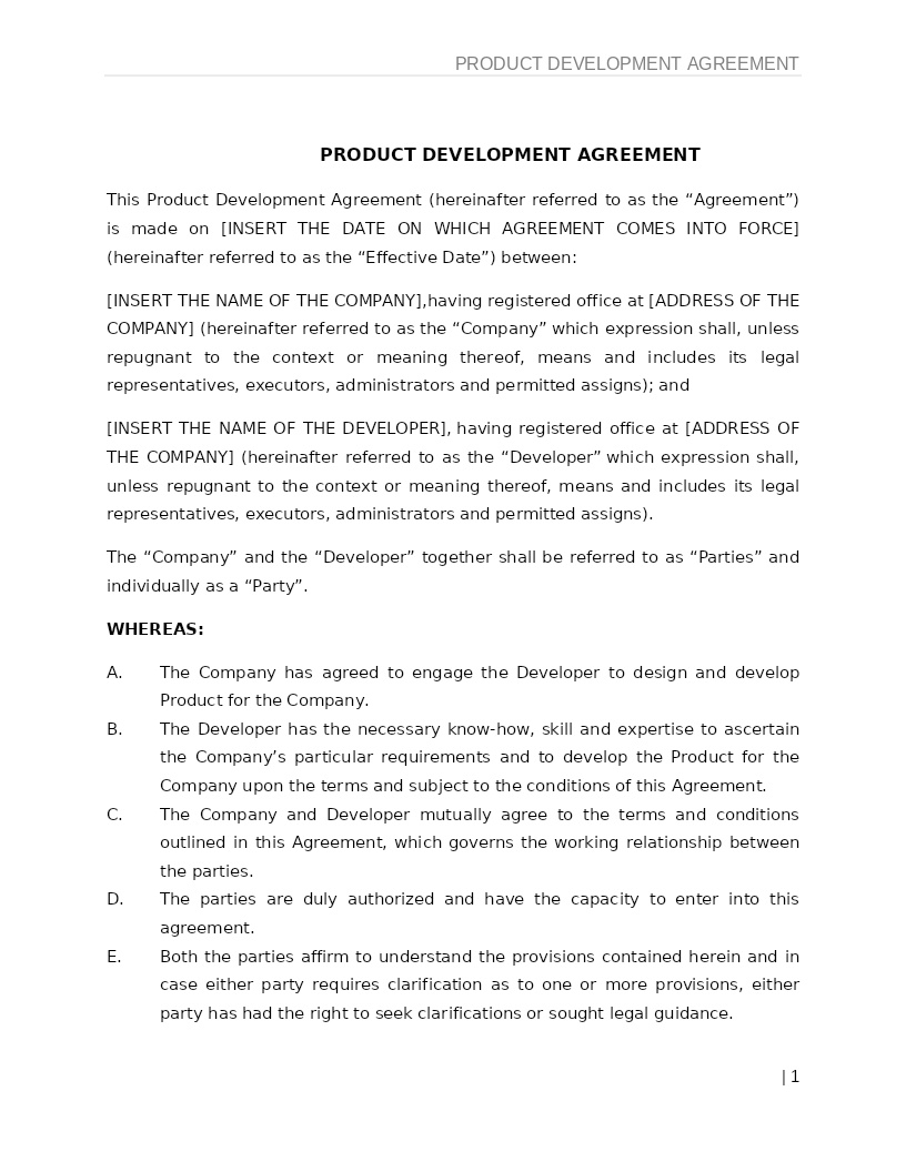 PRODUCT DEVELOPMENT AGREEMENT