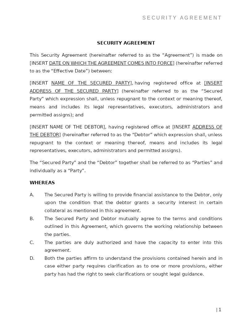 SECURITY AGREEMENT