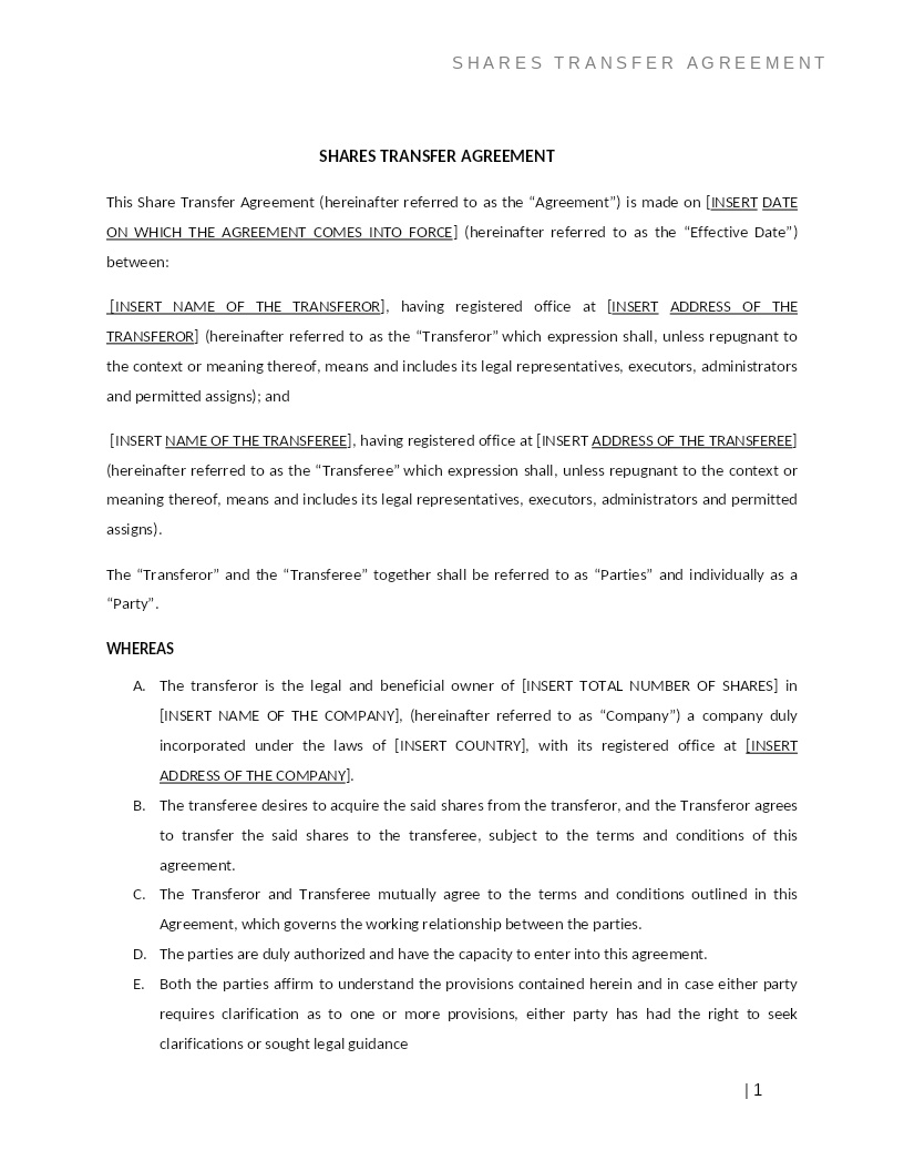 SHARES TRANSFER AGREEMENT
