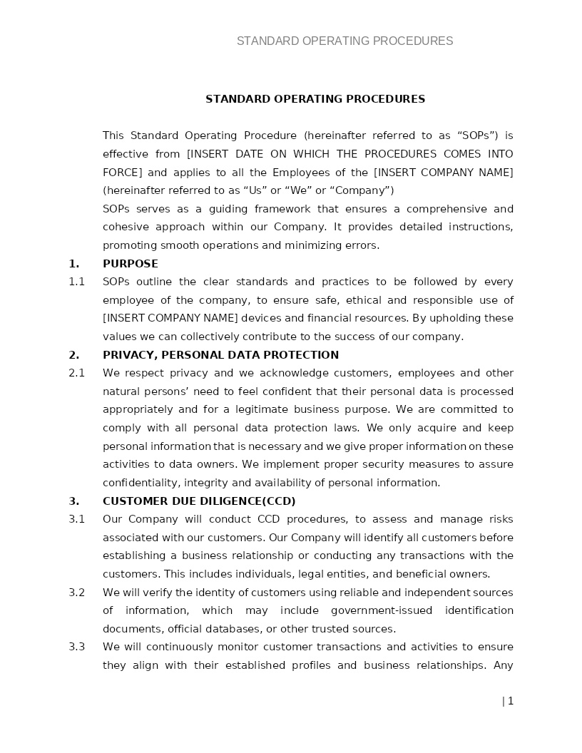STANDARD OPERATING PROCEDURES
