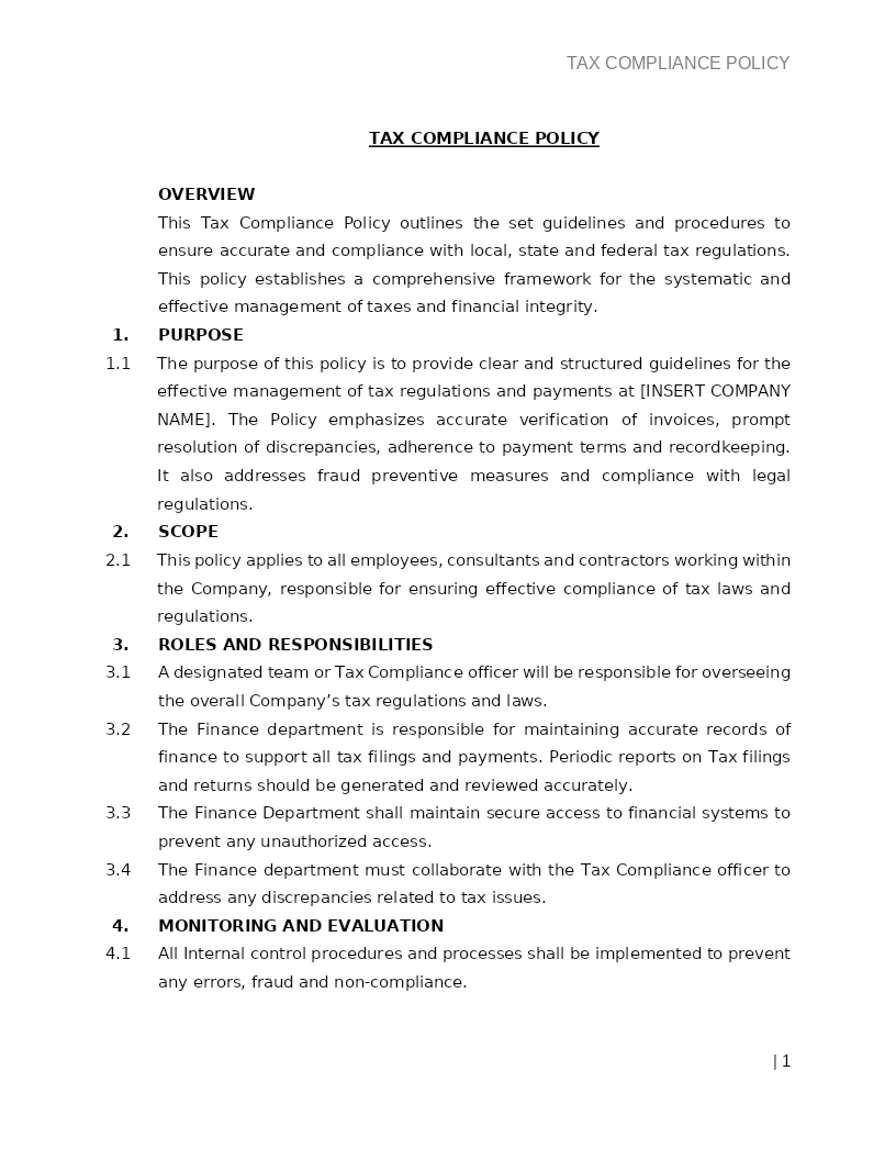 TAX COMPLIANCE POLICY