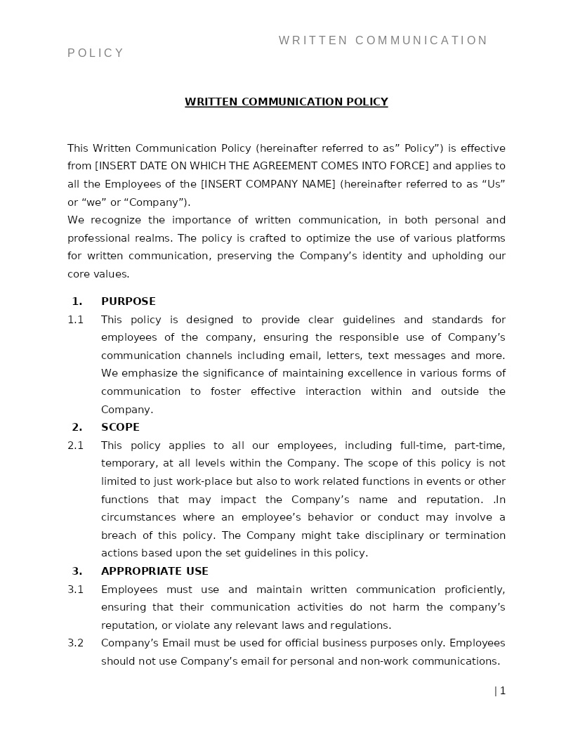 WRITTEN COMMUNICATION POLICY