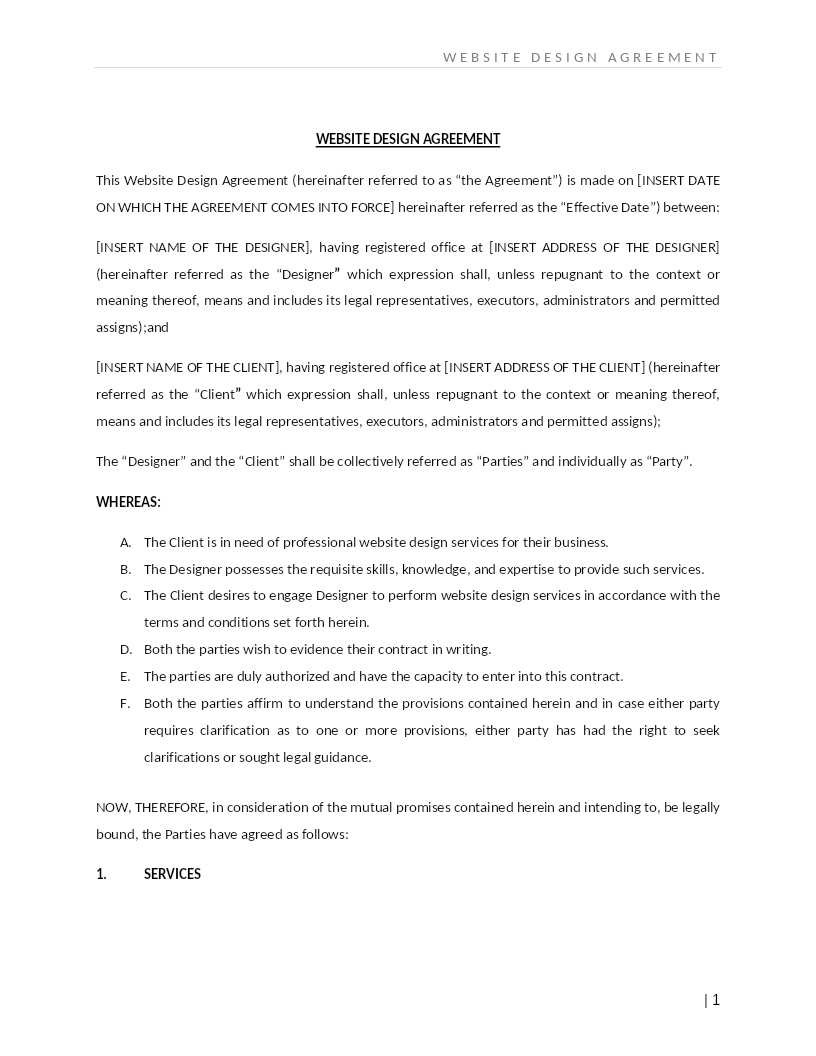 WEBSITE DESIGN AGREEMENT